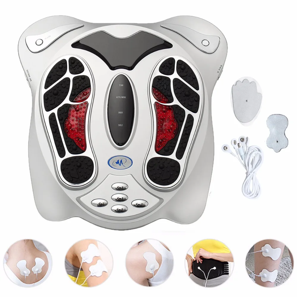 

Electric Foot Massager Far Infrared Pressure Points Foot Massage Machine Reflexology Feet Care Body Slimming Belt 8 EMS Pads