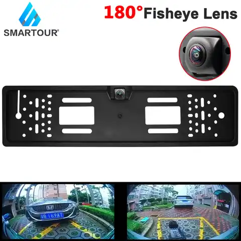 Smartour 180 градусов HD EU Европейский автомобильный номерной знак заднего вида рамка Передняя камера рыбий глаз ночное видение с линейкой