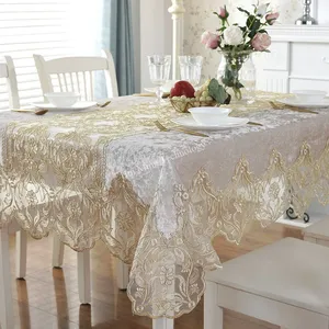 tablecloth europe luxury embroidered table dining table cover table cloth golden velvet gold flower lace tv cabinet dust cover free global shipping