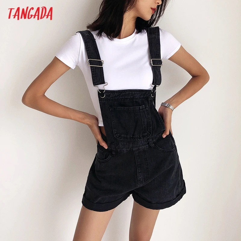 Tangada женские джинсовые комбинезоны регулируемый ремень спагетти без рукавов Комбинезоны женские летние шикарные повседневные Комбин…