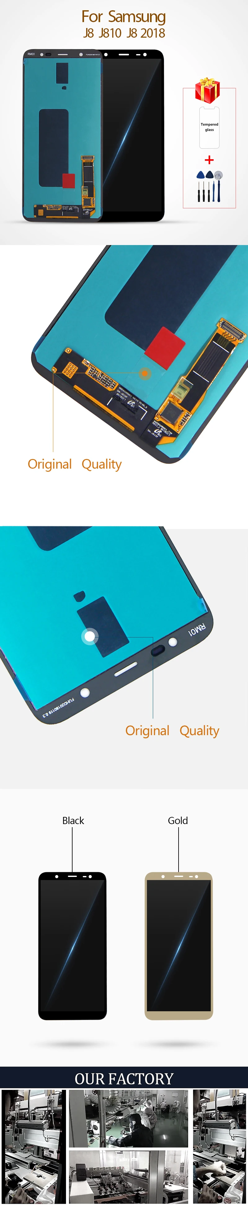 Для samsung Galaxy J8 J800 J800FN J810 J810F J810Y дисплей сенсорный экран дигитайзер Запасные части