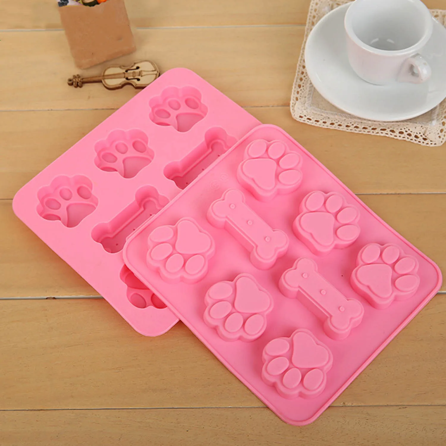 Behogar DIY отпечатком собачьей лапы и кости Форма силикона прессформы торта сахарное