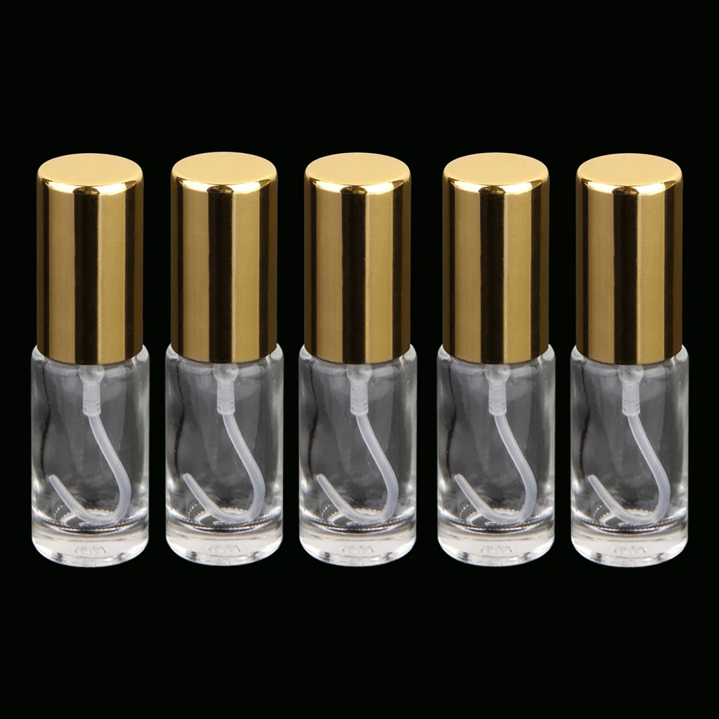 5 шт. многоразовые Пустые стеклянные флаконы для макияжа мл прозрачные золотые