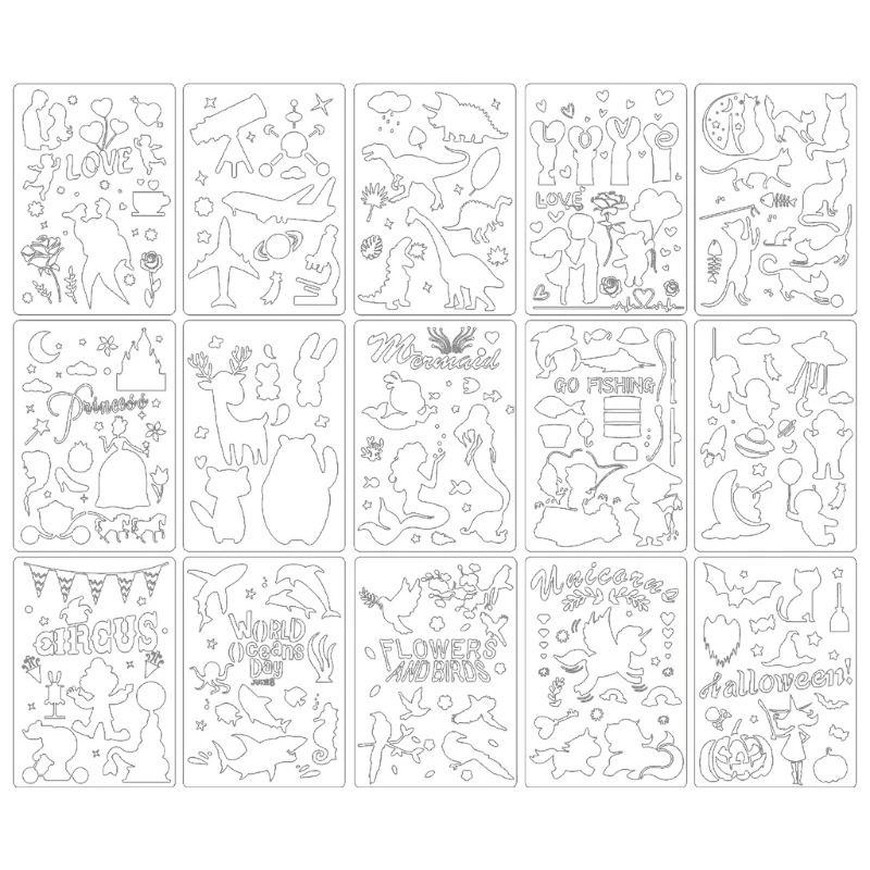 

15PCS Halloween Valentine Drawing Stencil Set for Home Christmas Party Decors 2022 New