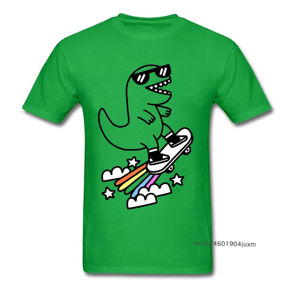 T Shirt Skater T-Rex T-shirt Men Hip Hop Tshirt 2019 Green Tops 100% Cotton Streetwear Skateboard Tee Youth Anime Clothes Custom | Мужская