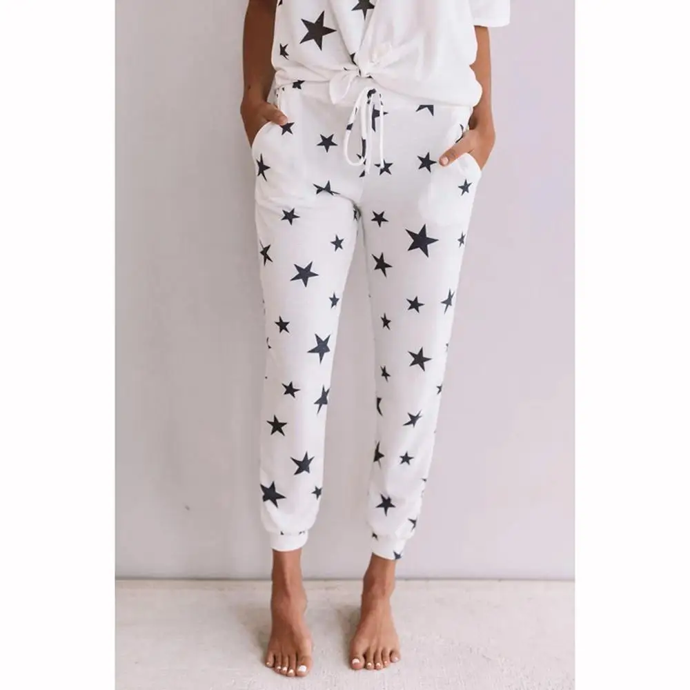 2020 New Europe and America Women's Home Clothes Two Piece Set Summer Fashion Star Print Pants