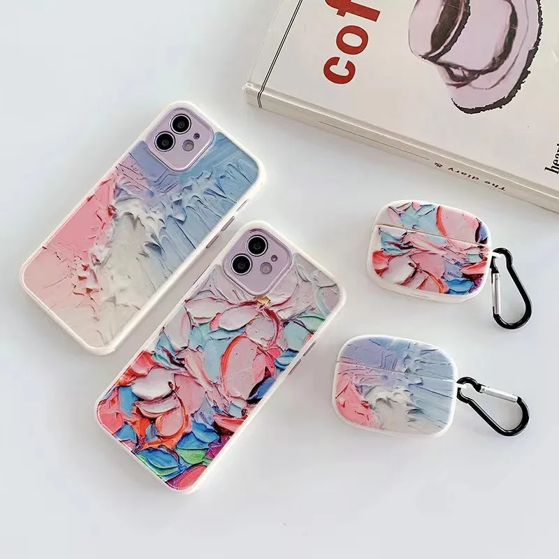 

Художественный чехол для телефона с акварельным рисунком маслом для iPhone 11 pro xs max xr 8 plus и чехол для наушников для Airpods Pro 1 2