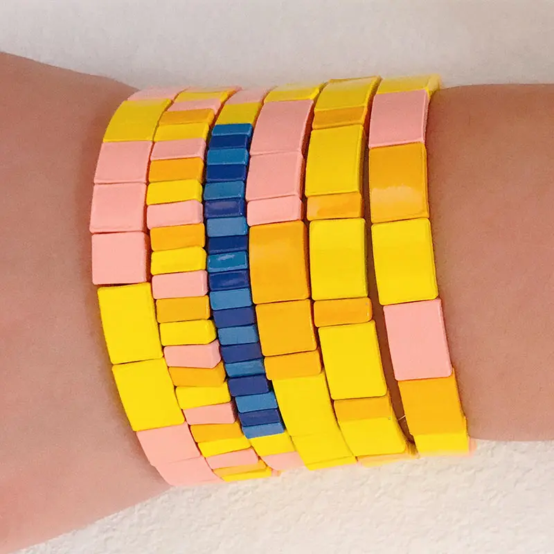 Flatfoosie Fashion Gold Enamel Stretch Bracelet Women Homme Wrist Band Brazalete Mujer Gift Bracelets 2019 Accessories Wholesale | Украшения