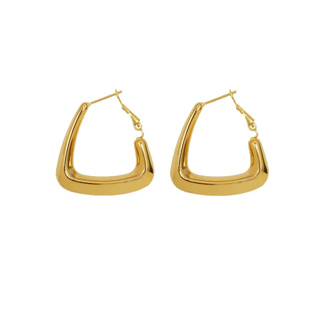 

U-shaped Gothic Design Hoops Earrings Geometric Stainless Steel Gold Advanced Gifts For Women Decoration Punk Jewelry 2021 Trend