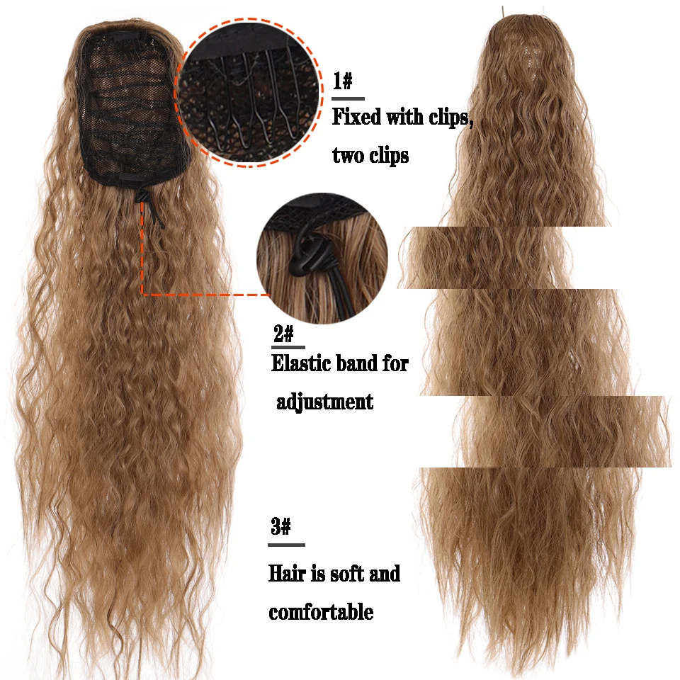 

HOUYAN Man-made fiber black hair fiber African small curly ponytail long hair drawstring ponytail
