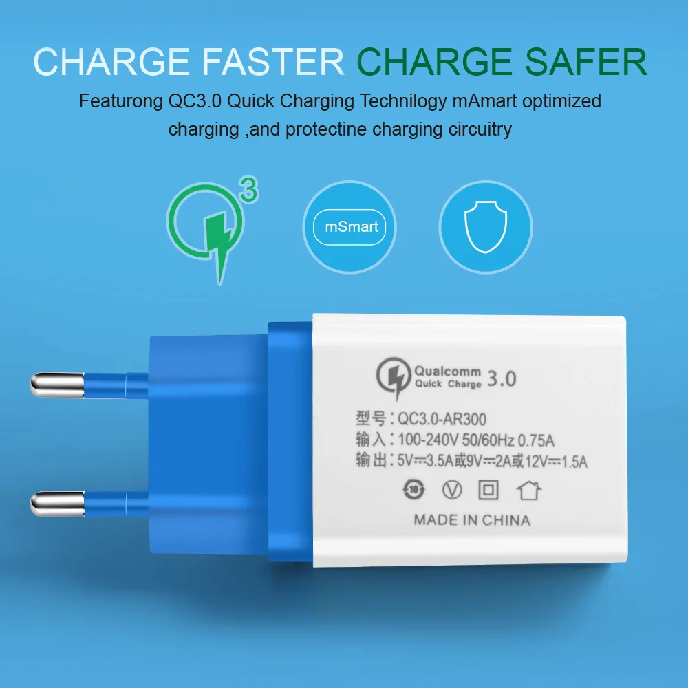quick charge 3.0 fast usb charger for iphone 7 8 Plus X QC Phone Charger For Samsung Xiaomi redmi Mi8 Huawei mate 20 pro | Мобильные
