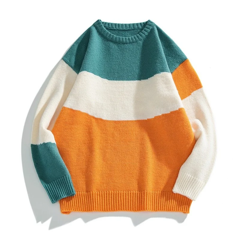 

Мужской свитер в стиле пэчворк, теплый плотный пуловер для осени и зимы, 2021