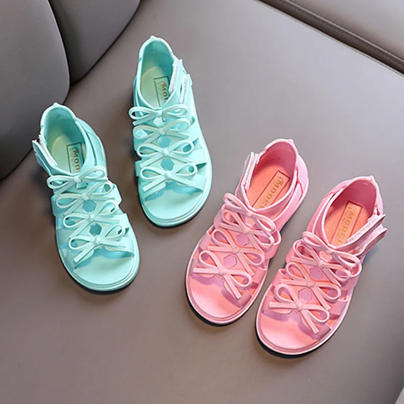 Сандалии-гладиаторы для девочек мягкая пляжная обувь принцесс модные летние