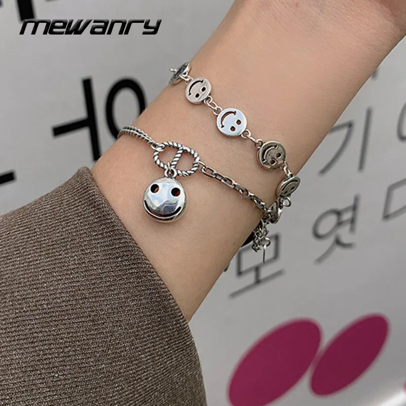 

Mewanry Silver Color Couples Bracelet Trend Hip Hop Vintage Creative Smiley Braided Pig Nose Party Jewelry Birthday Gifts