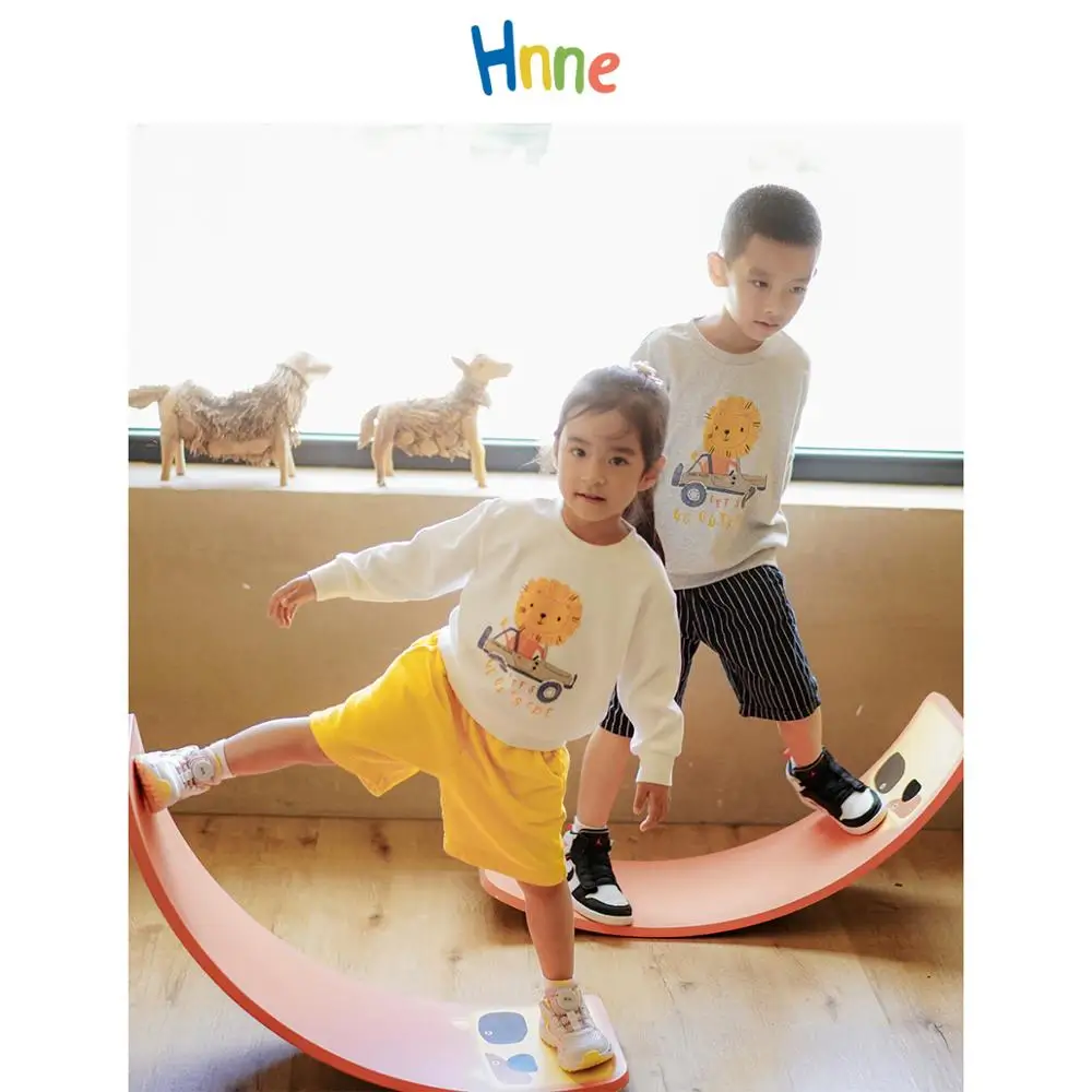 

Толстовка Hnne для мальчиков и девочек с рисунком льва, детский толстовки для активных, пуловер с круглым вырезом, спортивные костюмы унисекс ...