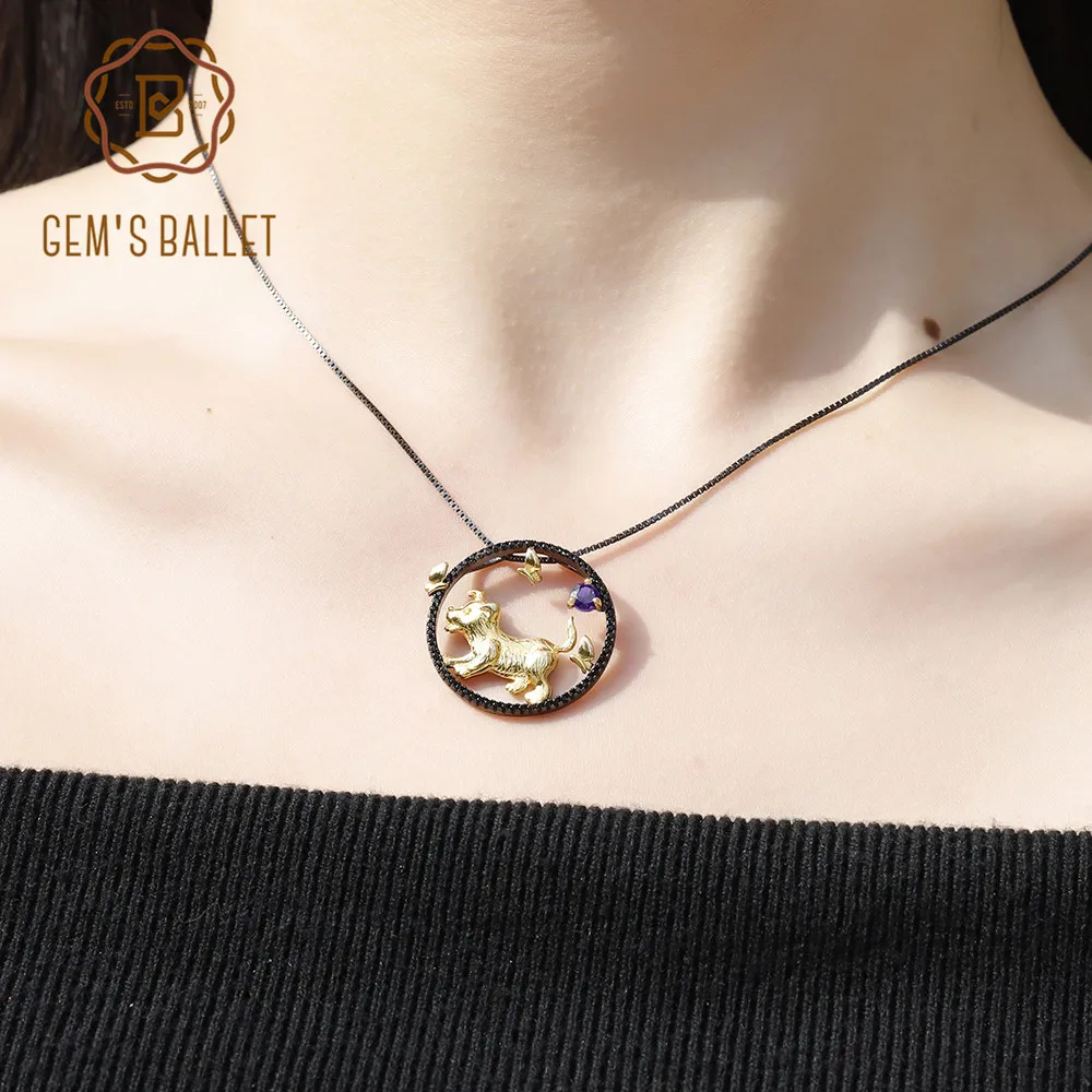 Женские Балетные украшения из натурального аметиста китайский зодиак 925 пробы