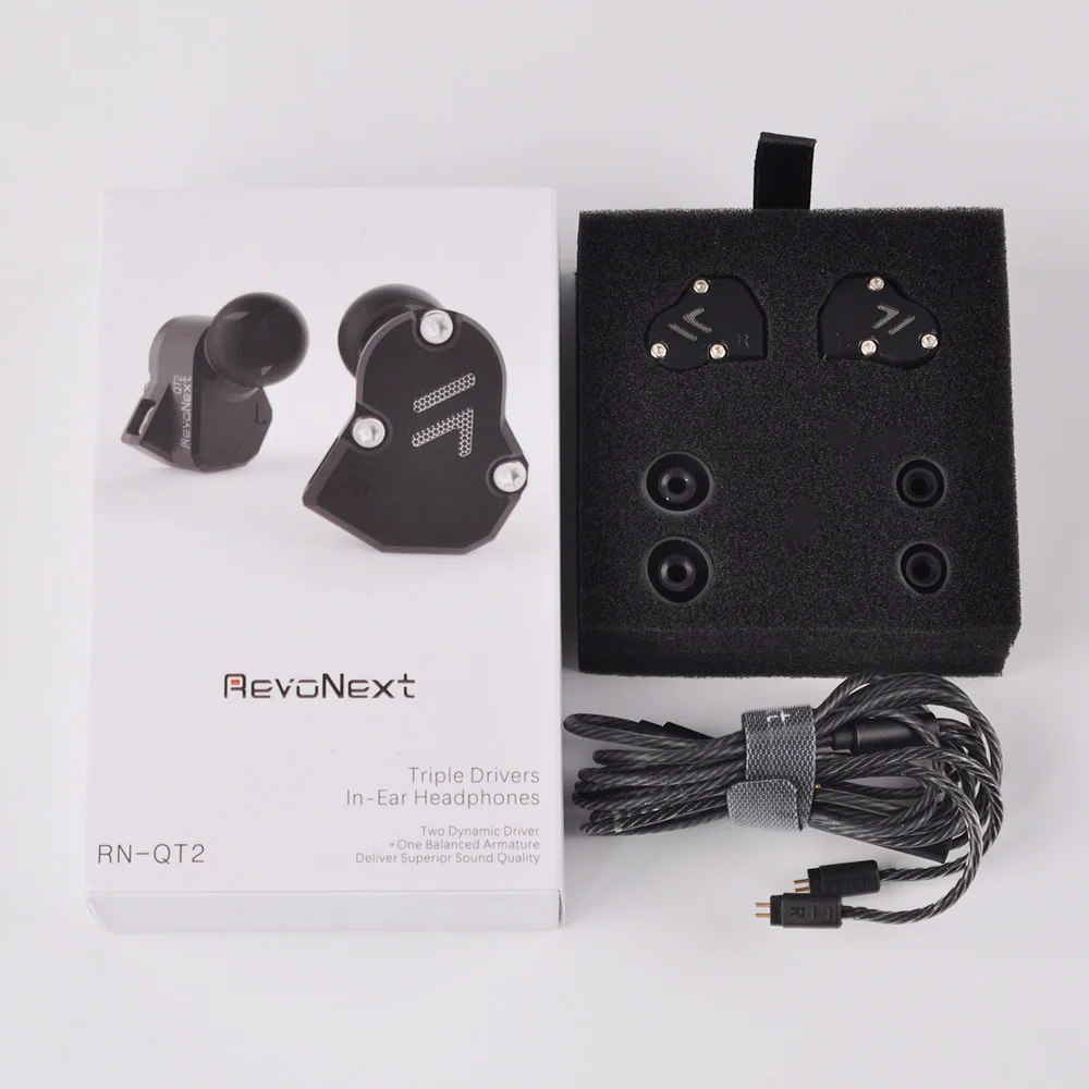 Гибридные Внутриканальные наушники Revonext QT2 2DD + 1BA Hi Fi DJ мониторные спортивные для
