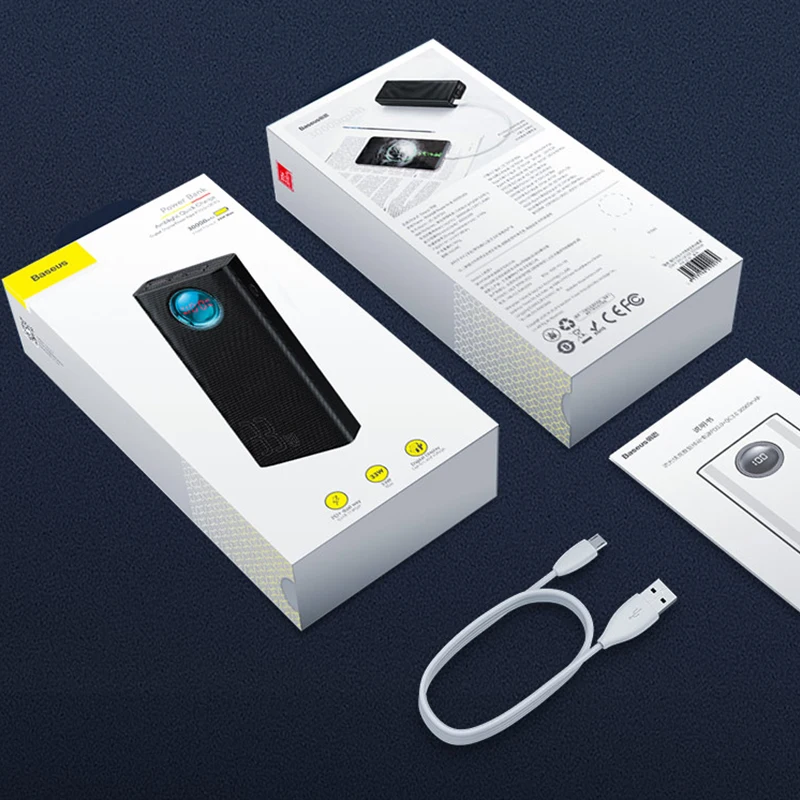 Baseus 30000mAh PowerBank QC 3.0 USB PD Быстрое зарядное устройство 33W Power bank Зарядное для телефона