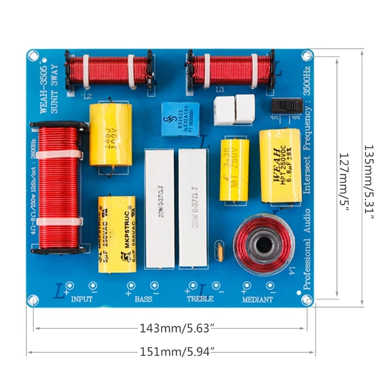 

3 Way Treble Weah-3505 Medium Bass Stage Professional Speaker Frequency Divider Crossover Filter