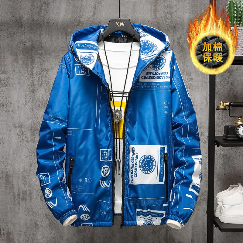 Winter coat for men fashion trend brand design thick warm camouflage cotton-padded jacket for students short down hoodede jacket