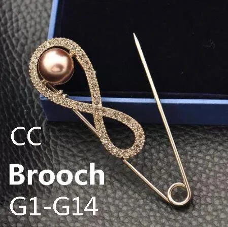 

AAA+ G1-G14 Brand C Classic alloy high quality brooch with gold-plated label and zircon micro-inlaid pin fashion
