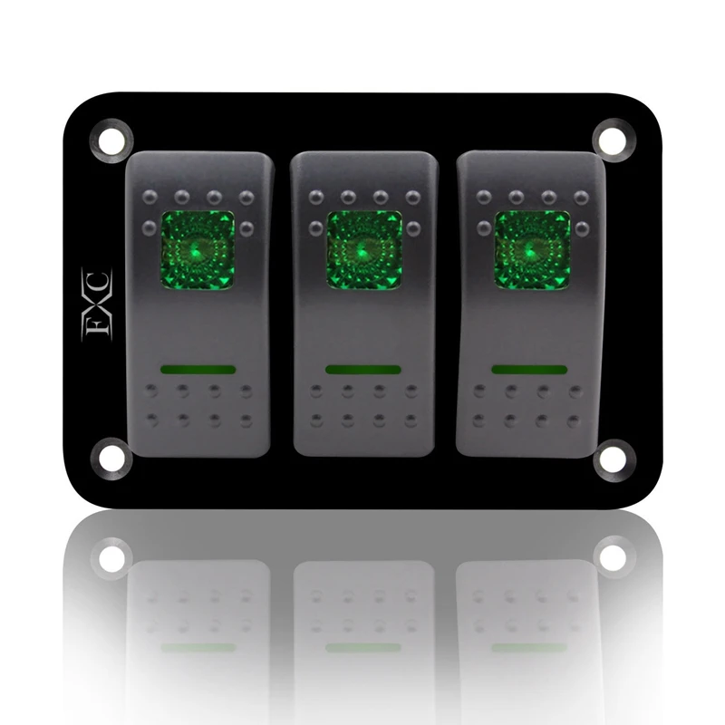 12V 24V 3 Gang Toggle Rocker Switch Panel Green LED Light On Off Car Marine Boat|Автоматические выключатели| |