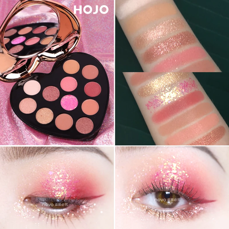 NOVO 12 Colors Shimmer Matte Pigmented Eyeshadow Palette Heart Shape Kit Makeup Glitter Nude Lasting Waterproof Smoky Eye Shadow |