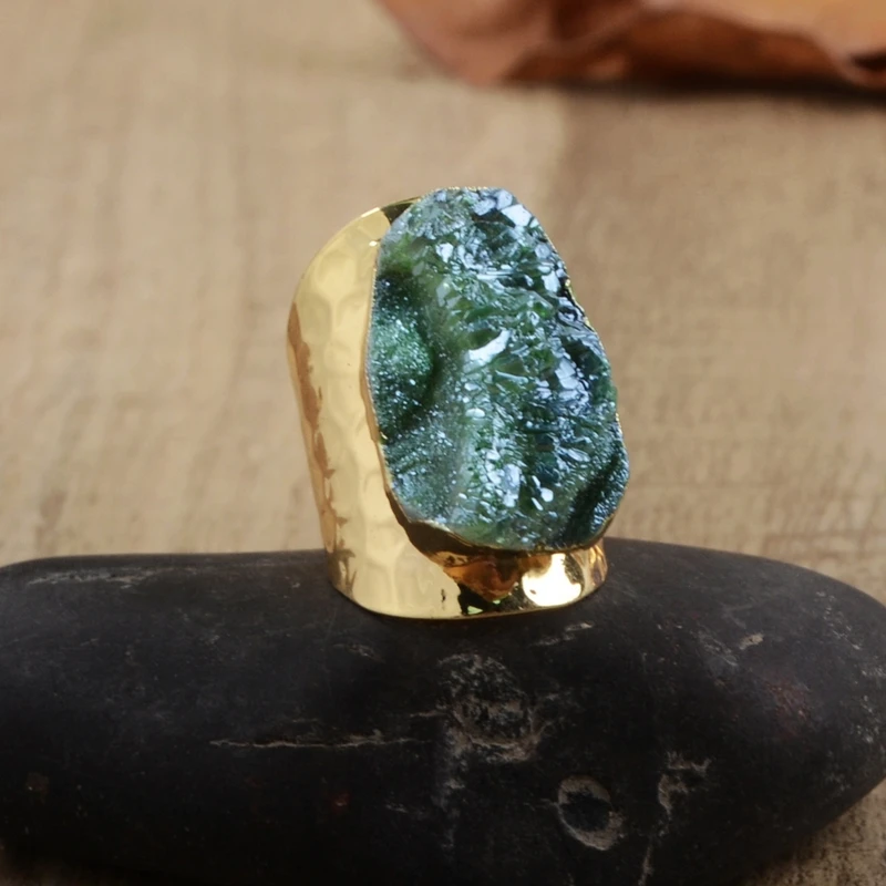 Позолоченные женские кварцевые кольца из натуральной Галактики обручальные