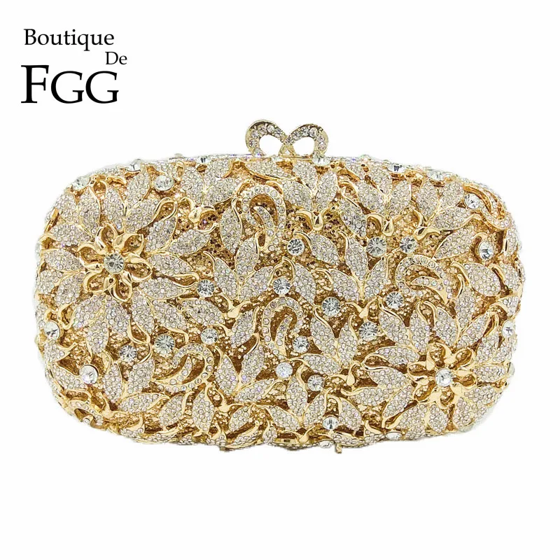 Женские вечерние сумки и клатчи Boutique De FGG элегантные с цветами кристаллами для