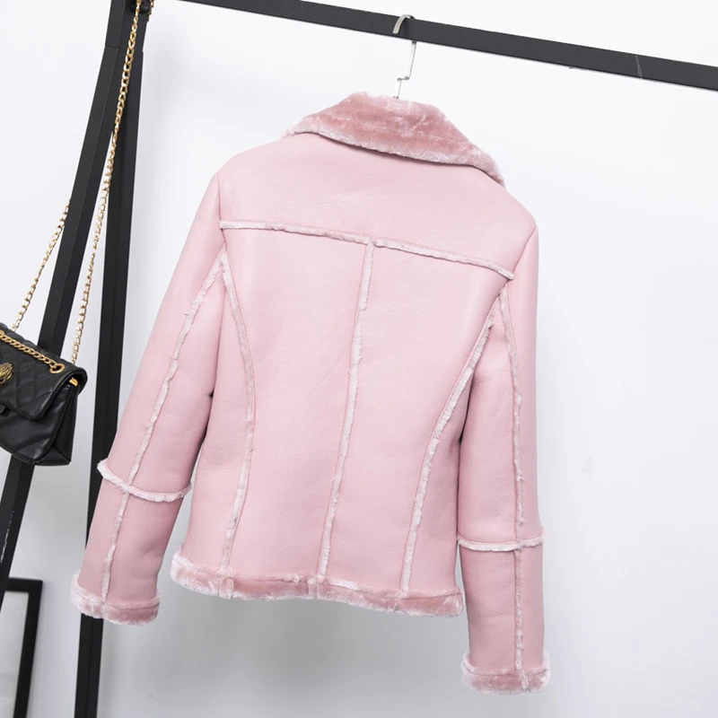 Fitaylor Женская куртка из искусственной овчины толстая и теплая кожи ягненка черная