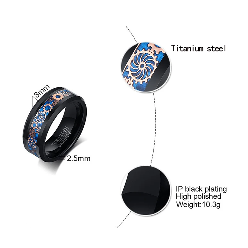 

2021 Fashion Bohemian Punk Cool Japanese Anime Game Cosplay Men's Gear Wedding Engagement Ring Jewelry Party Gift