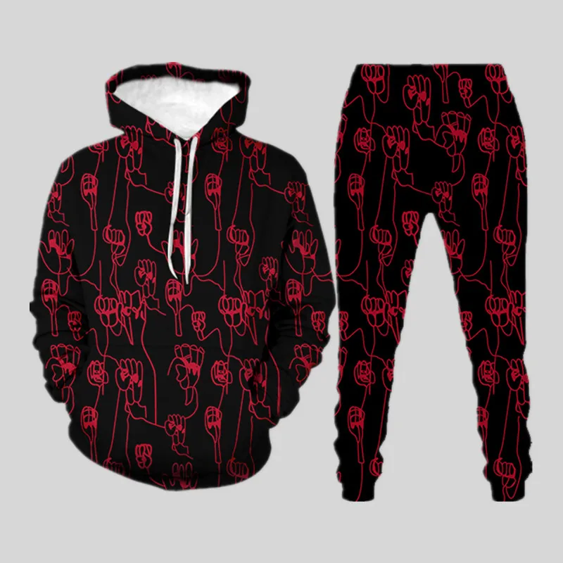 

Trend Brand Men's Sets 100 Points Printing Hoodie + Pants Student Cartoons Sweatshirt Schoolyard Loose Latest Fashion Clothing