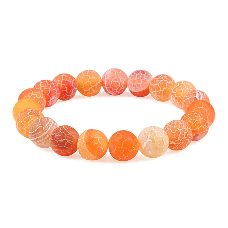 10mm Orange Шарм Фиолетовый Натуральный Состаренный камень браслет для женщин и мужчин трещина чакра бисерная нить браслеты 6 мм 8 мм 10 мм Йога украшения с Буддой подарок - Окраска металла: 10mm Orange