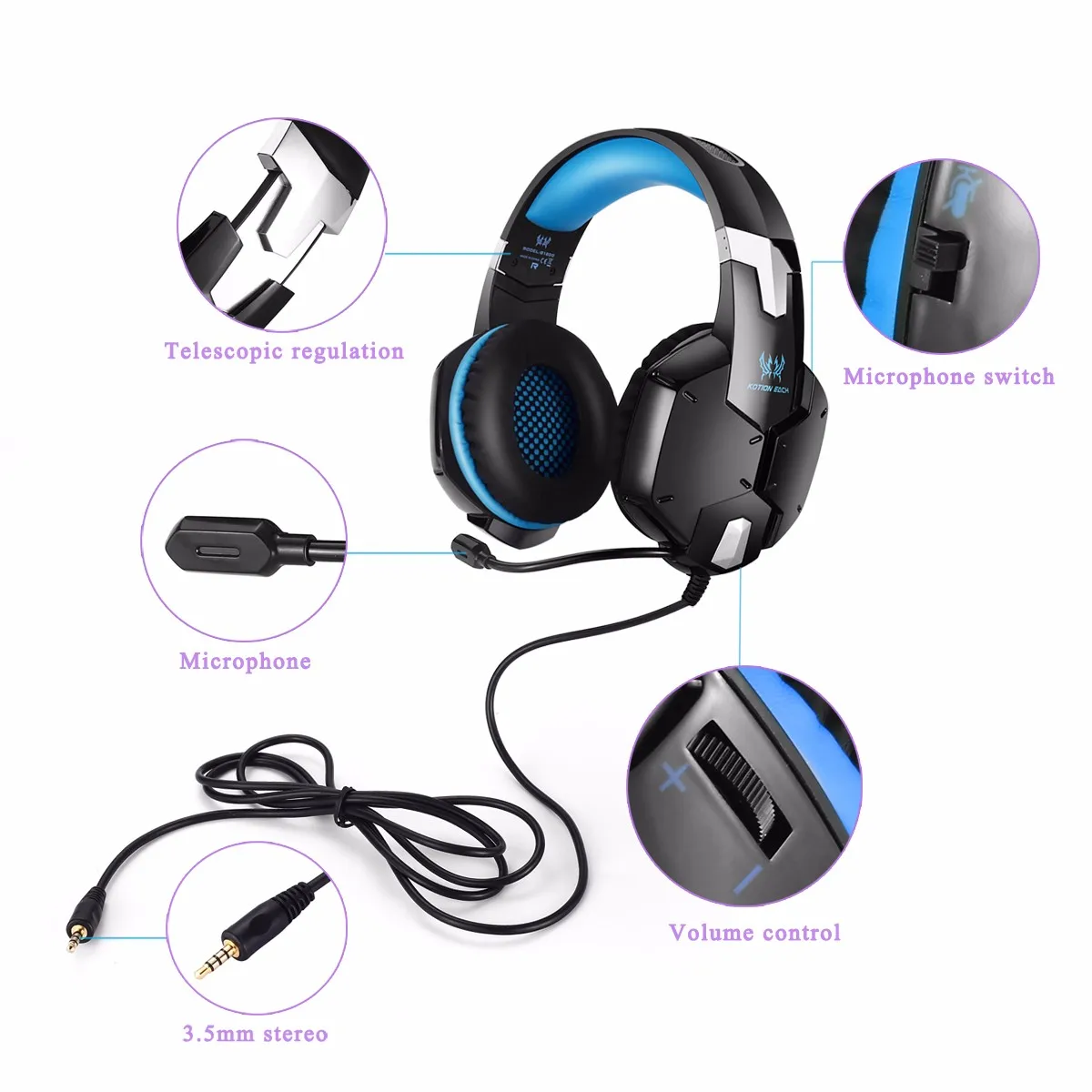 KOTION EACH G1200 игровая гарнитура 3 5 мм Игровые наушники повязка на голову A9|Наушники и