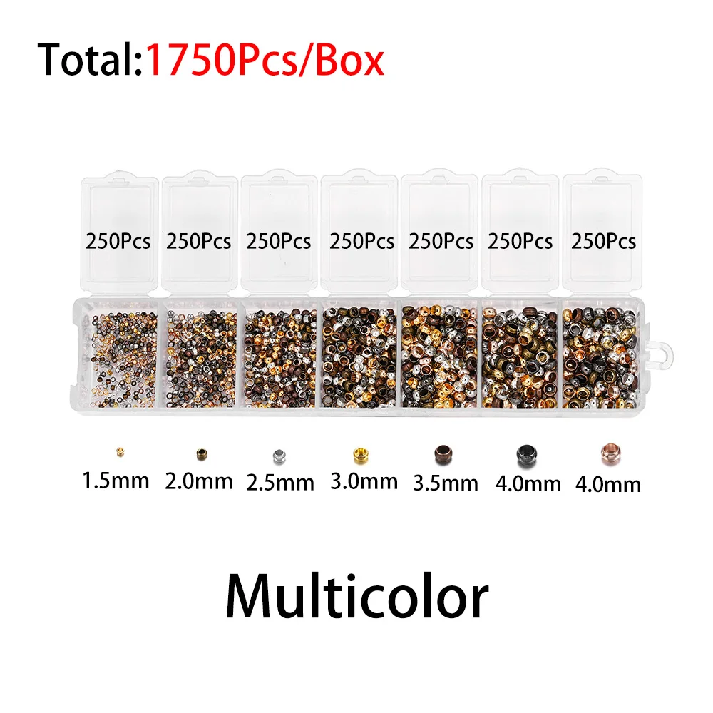 

1750Pcs Jewelry Making Sets Mixed Ball Crimp End Beads Ball End Caps Stopper Spacer Beads For DIY Jewelry Making Supplies Kits