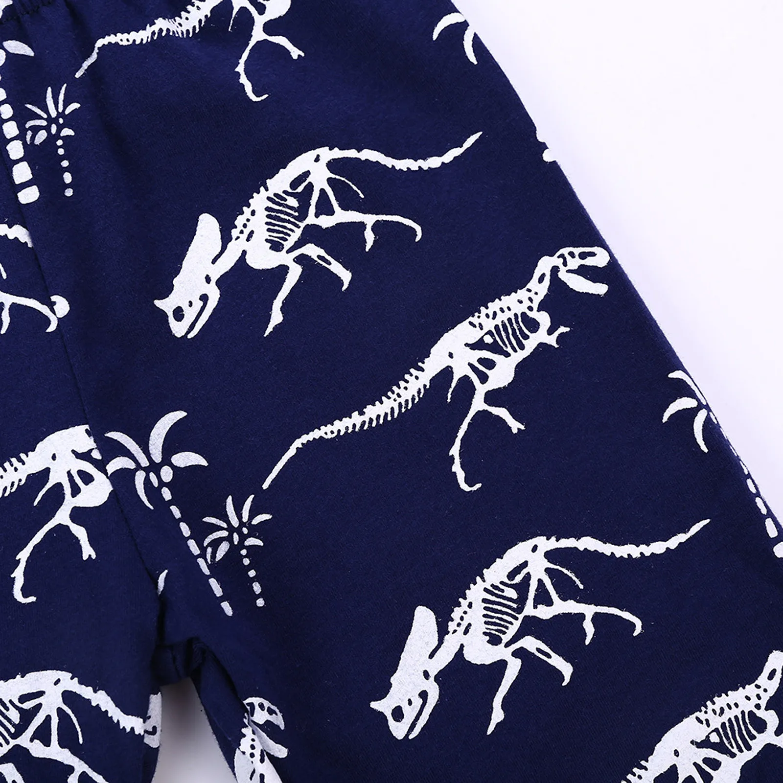 

2021 new baby boy baby baby fashion cute simple summer short-sleeved cartoon dinosaur print top shorts set