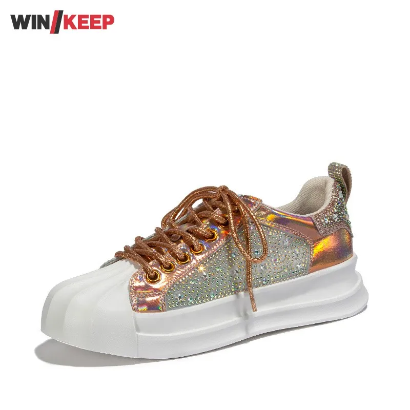 

Summer Women Patchwork Sneakers Shiny Diamonds Breathable Mesh Running Shoes Flats Female Lace Up Fitness Jogging Sports Shoes