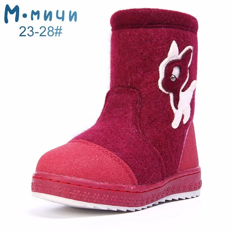 MMNUN Baby Boots For Girls Felt Children Shoes Winter warm boots baby Size 23 28ML9428|Сапоги| |