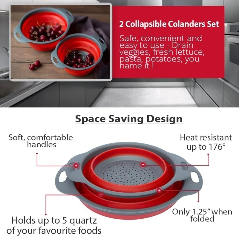 Кухонные принадлежности инструменты Силиконовый складной кухонный дуршлаг для