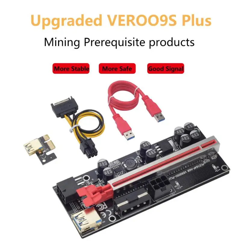 Купи Upgraded VER009S Plus PCI-E Riser Card 009S PCIE X1 To X16 6Pin Power 60CM USB 3.0 Cable For Graphics Card GPU Mining за 155 рублей в магазине AliExpress