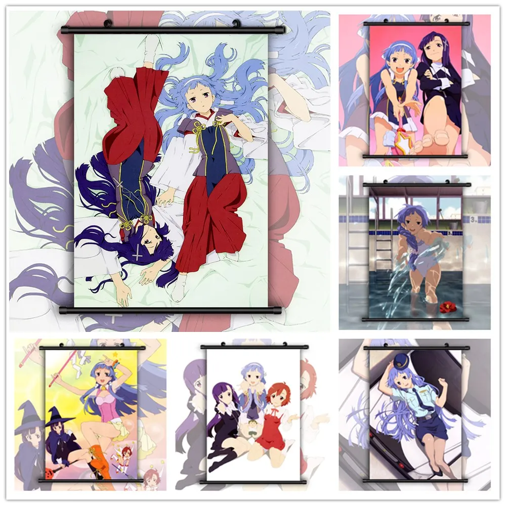 WTQ Kannagi Crazy Shrine Maidens Nagi Zange Aoba Retro Canvas Painting Anime Posters Wall Decor Art Picture Home on - Картина на холсте "Безумные священницы Каннаги: Наги Занге Аоба" в ретро-стиле для декора стен.