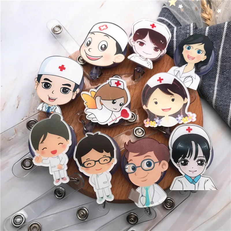 

New Retractable Plastic Cute Nurse Doctors Badge Holder Reel For Exhibition ID Enfermera Name Card Hospital Chest card Cool Gift