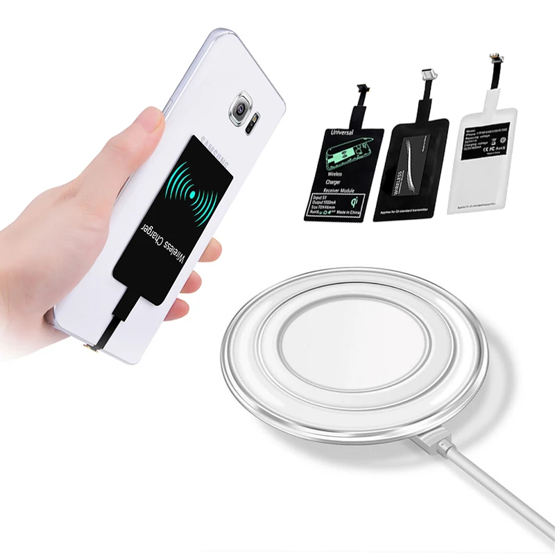 QI Беспроводное зарядное устройство с беспроводным зарядным приемником для iphone 6 6S 7 samsung S6 мобильный телефон Индукционная зарядная площадка адаптер док-станции