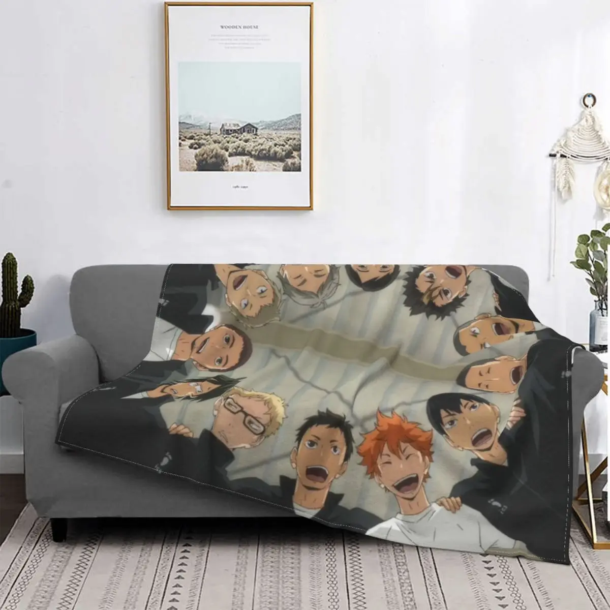 

Фланелевое Одеяло Haikyuu Karasuno Team в японском стиле, домашнее теплое покрывало для спальни