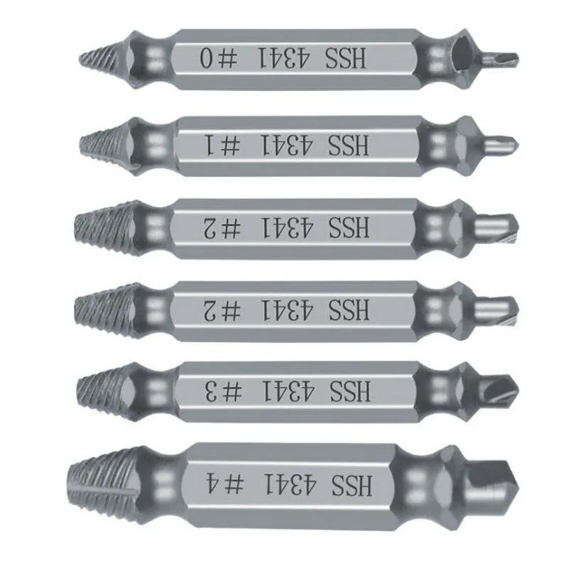 

5Pcs Broken Damaged Bolt Remover Easy Out Screw Extractor Drill Bits Guide Set