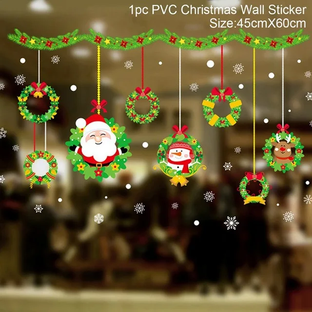 christmas sticker 7 FENGRISE Рождественское украшение для окна дома рождественские наклейки декор Рождественские украшения Рождественские подарки год - Цвет: christmas sticker 7