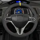 Черная замша чехол рулевого колеса автомобиля для Honda Civic 8 2006 2007 2008-2010 2011 (3-спицевые)