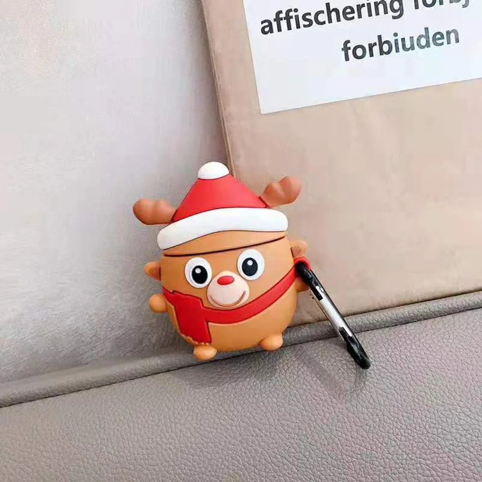 Elk A14 For AirPods Case Cute Cartoon Rabbit Pig Dog Earphone Cover For Airpods 2/i10/i11 Christmas Soft Protect Coque with Keychian - Цвет: Elk A14
