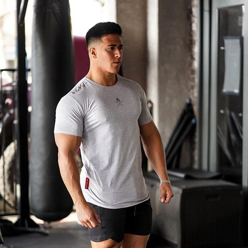 Футболка мужская облегающая спортивный джоггер повседневная для тренажерного