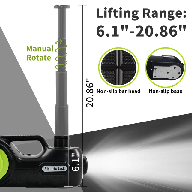Portable 12V Electric Car Jack Kit 5Ton 4 in 1 Electric Hydraulic Jack Lifting Jack With Impact Wrench Compressor LED Light 6